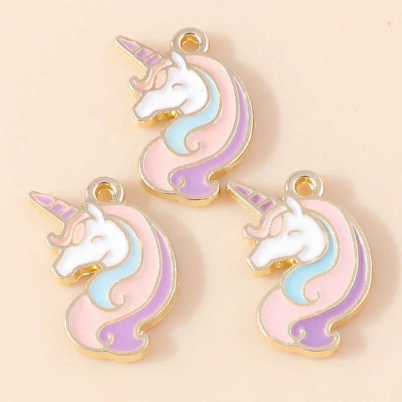 Leslie 10 Stück Emaille Pferd Regenbogen Einhorn Charms Anhänger für DIY handgemachte Ohrringe Armbänder Halsketten Schmuckherstellung Handwerk – Detail 10