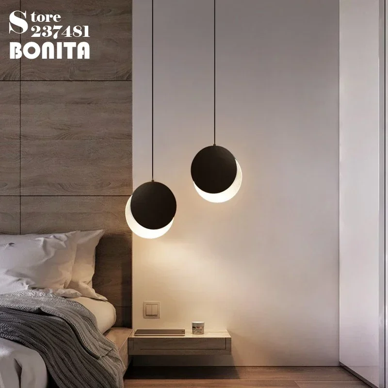 

Modern Lunar Eclipse Ceiling Pendant Light DIY Rotating New Moon Hanging Chandelier Restaurant Bedroom Atmosphere Pendant Lamp