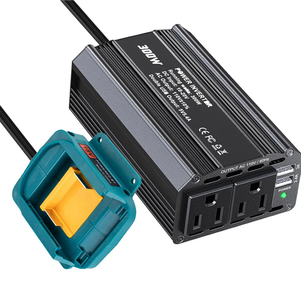 

300W DC to AC Inverter for Power Tools Converts 18V and For 20V Battery Power to 110V AC Portable and Suitable for Outdoor Use