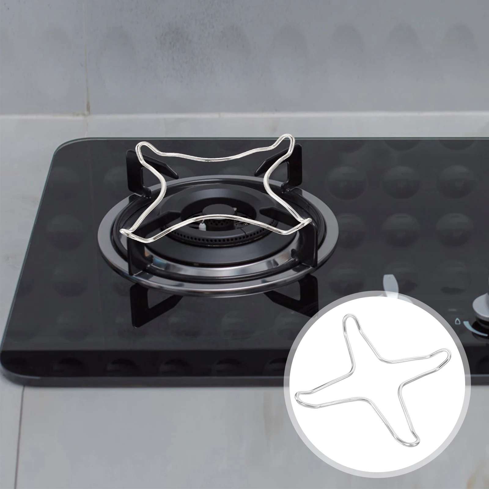 

Gas Stove Rack Kitchen Supplies Small Pan Support Household Silver Milk Stand High Temp Resistant Oil Proof Easy Clean