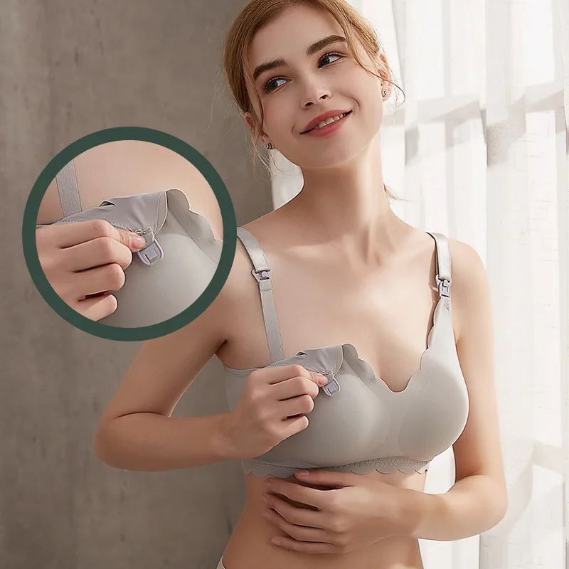 Reggiseno per allattamento premaman reggiseno per allattamento senza cuciture con scollo a V incrociato reggiseno per allattamento senza fili per donne incinte