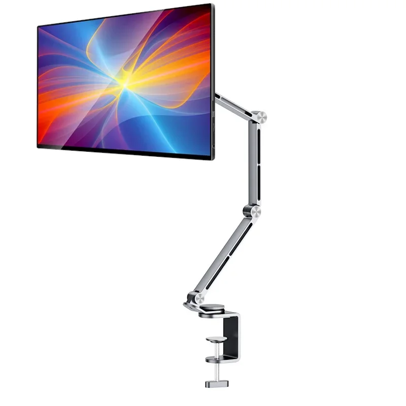 Portable Monitor Holder Foldable Aluminum Alloy 3 Arm Desk Riser 360 VESA Rotation Mount 14 15.6 17.3 Inch Expansion Display