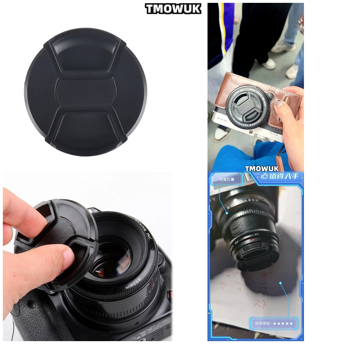 

For Panasonic S1H S5IIX GX9 GH4 GF7 LX100 FZ3000 DMC-FZ47 DMC-FZ48 Camera Lens Cap Protective Cover Center Pinch Snap-on 49mm 52