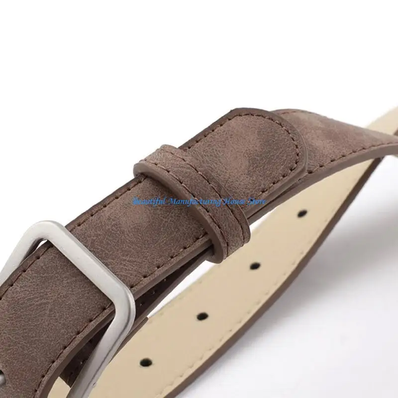 E56A Elegant Silver Buckles Belt Adjustable Thin Strap Synthetic Leather Waistband For Dresses