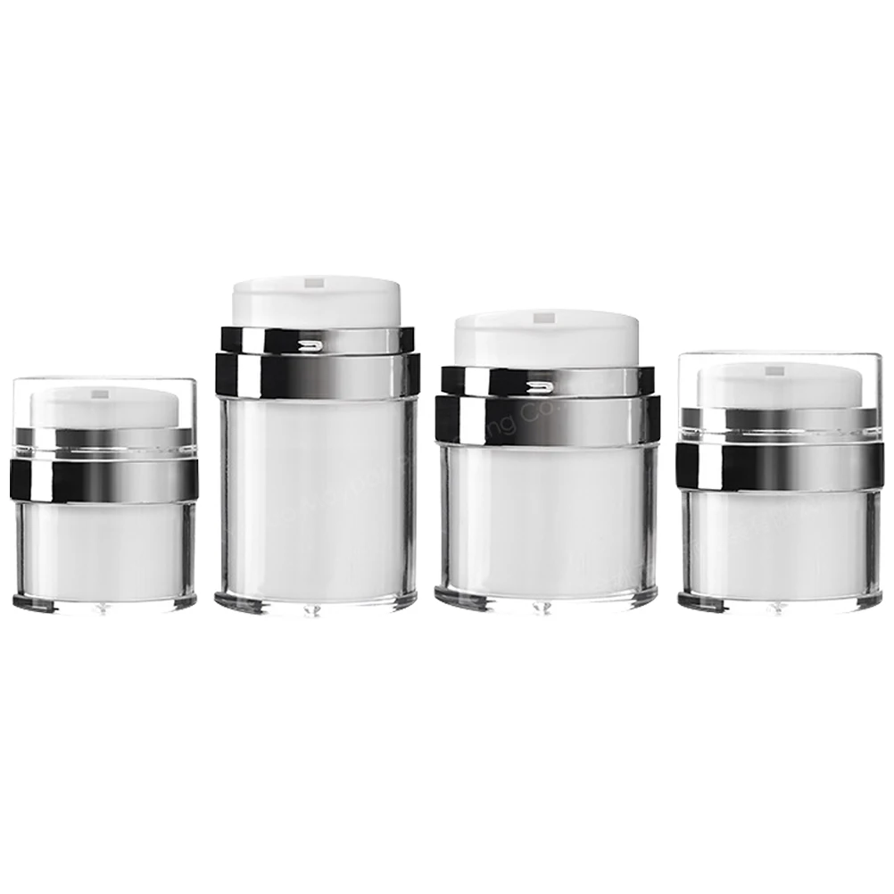

4Pcs Airless Pump Jars Sets Cream Jar Vacuum Bottles Modern Style Comfortable to Use Long Lasting Enjoyment for Skincare