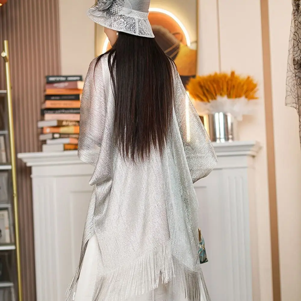 

Новая мода однотонная женская шаль с блестящими кисточками вечерняя накидка для выпускного вечера пальто куртки накидки для женщин и девочек