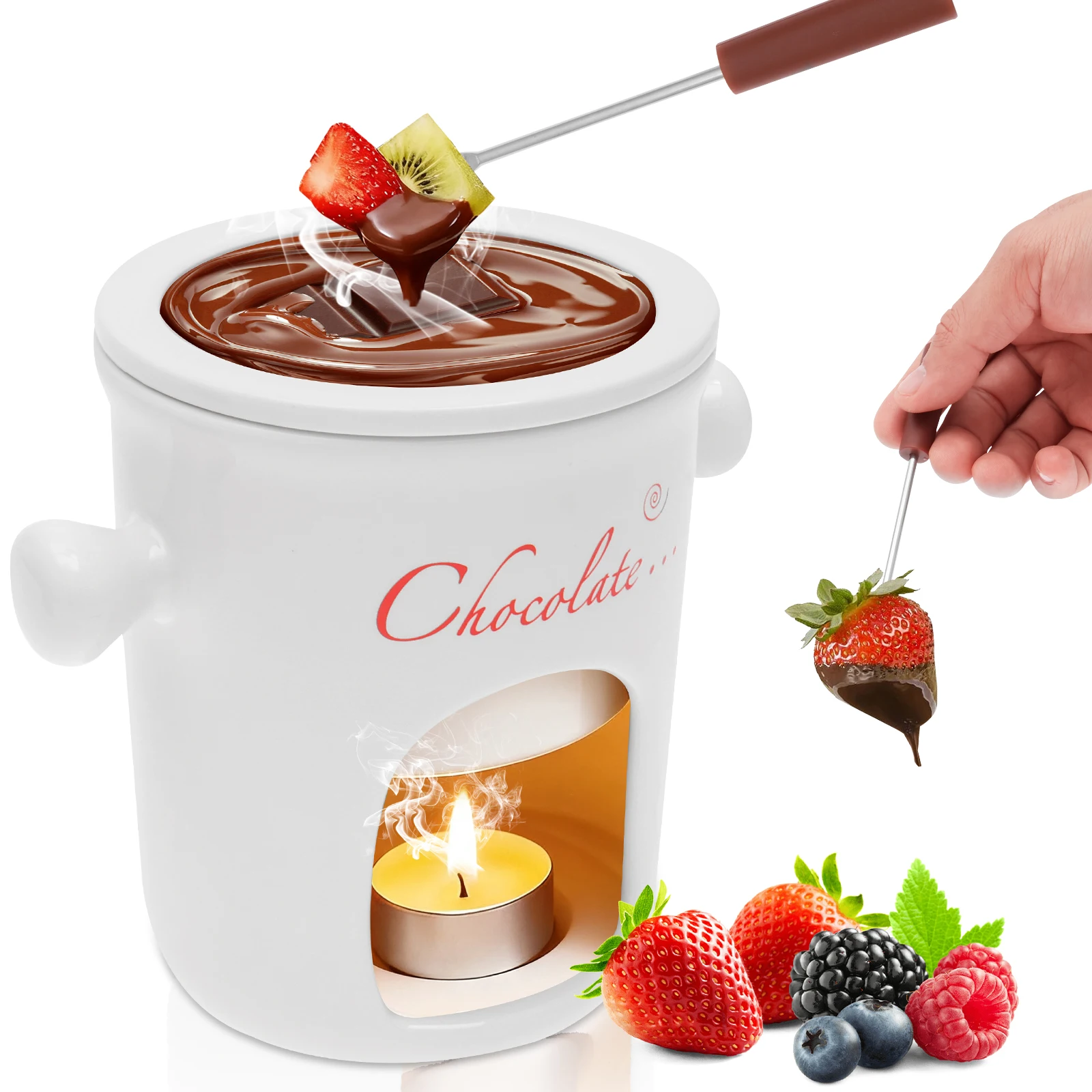 

Chocolate Fondue Mugs With Forks, Mini Ceramic Fondue Mugs for Chocolate, Cheese, Candy, Birthday & Wedding Christmas Gift