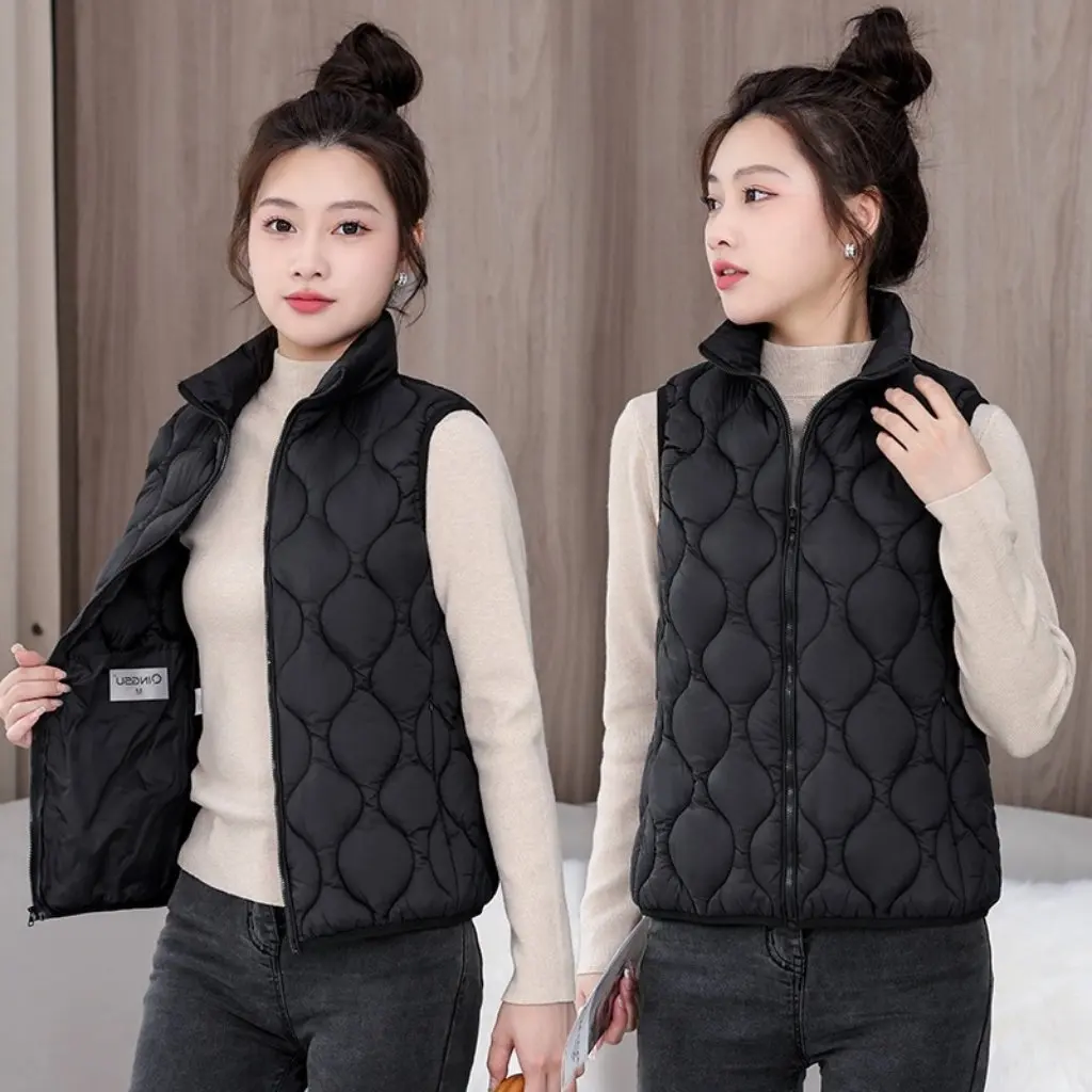 

Women's Korean Style Loose Stand Collar Cotton Vest Waistcoat for Autumn And Winter Fashion Live New Collection