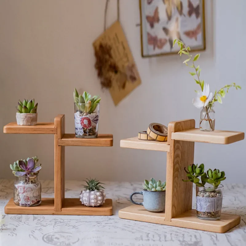 

Solid Wood Succulent Display Rack, Tabletop Flower Stand, Small Potted Plant Organizer, Window Counter Finishing Shelf.