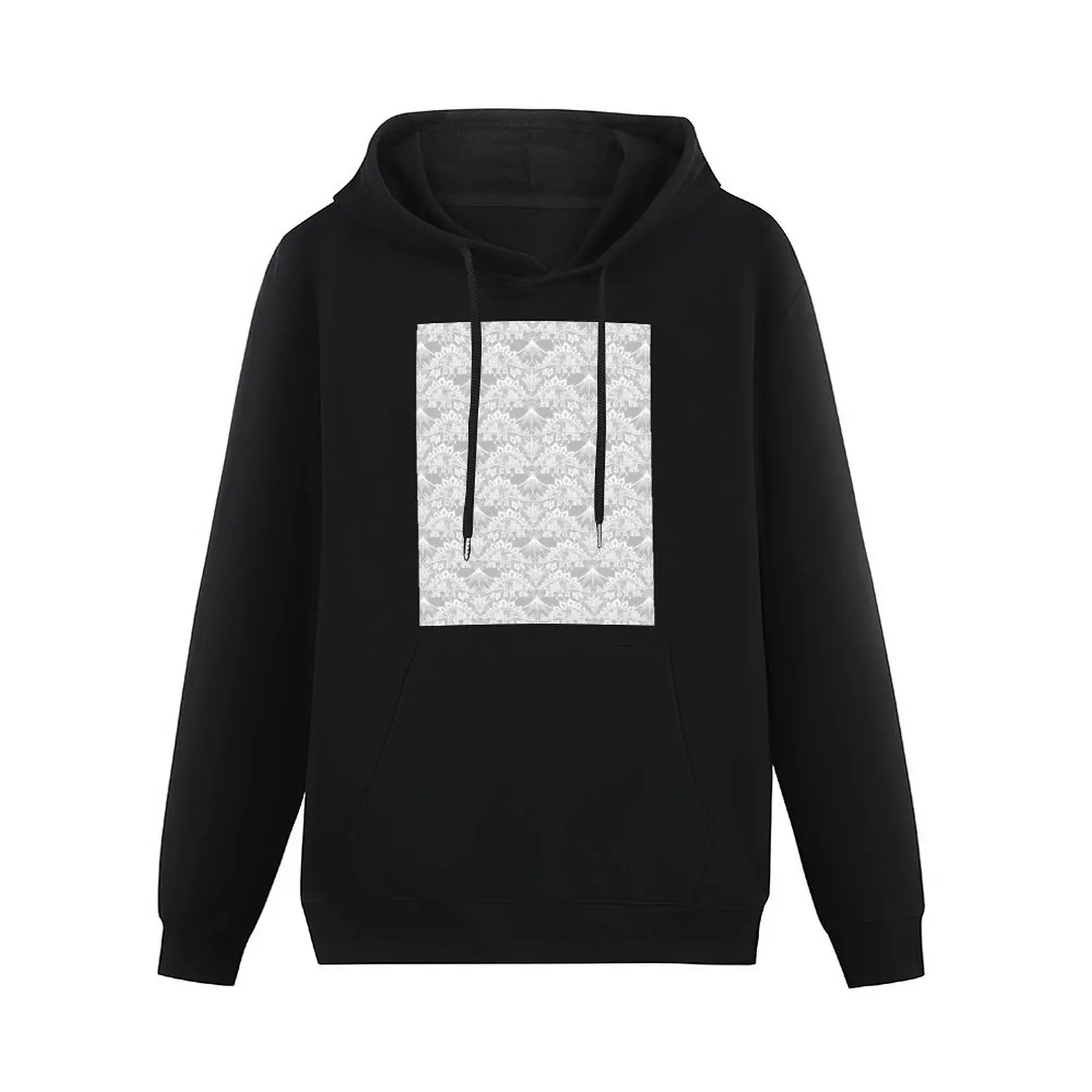 Stegosaurus Lace - White Pullover Hoodie men's autumn clothes korean autumn clothes autumn jacket men graphic hoodies