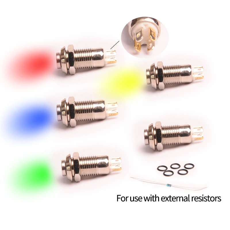 8mm LED Metal Button with Light Self-resetting Instantaneous Self-locking Latching Switch 4-pin High Head 3v6v12v24v36v48v220v
