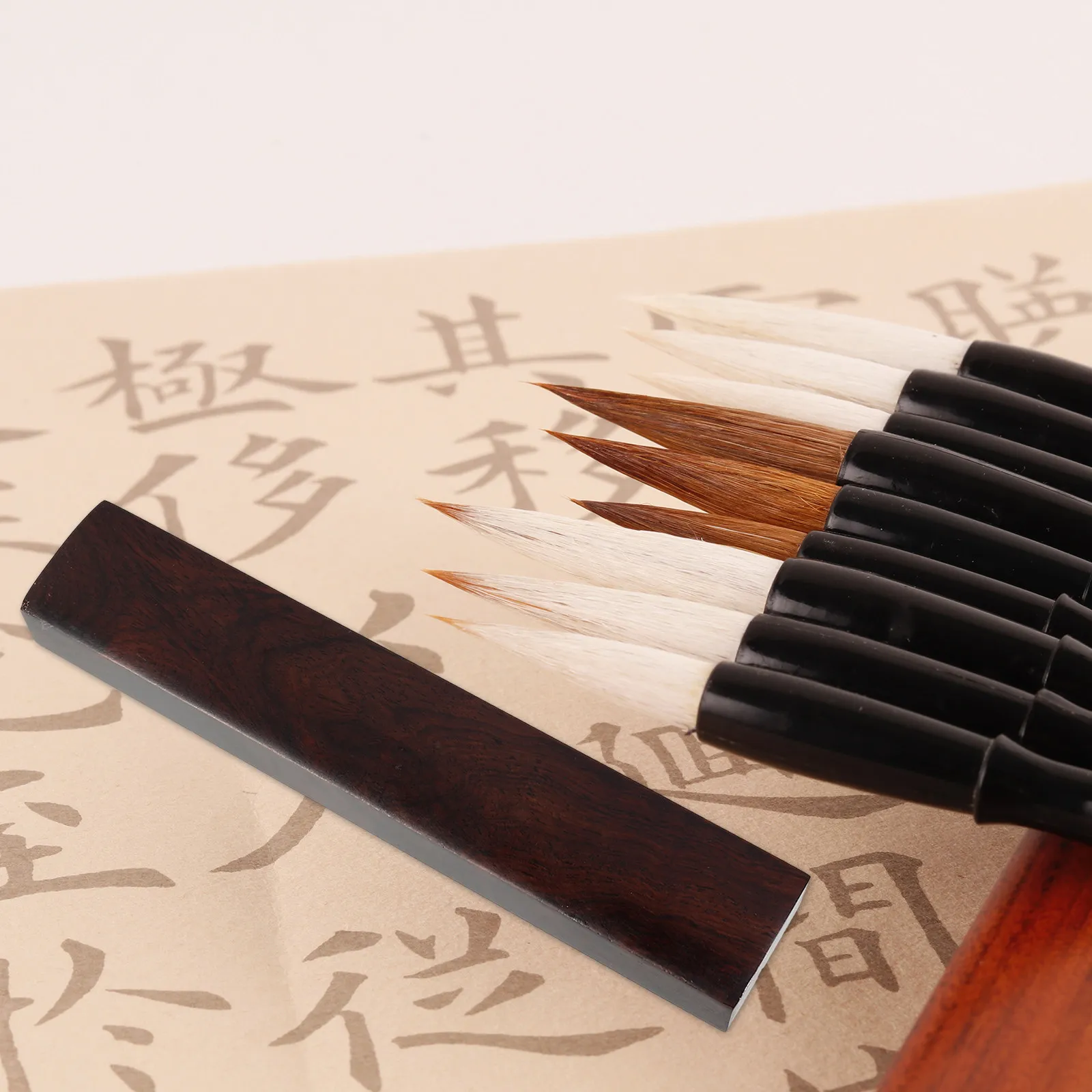 2Pcs Black Sandalwood Calligraphy Paperweights Simple Elegant Study Room Desktop Paperweight Solid Wood Letterweight Chinese