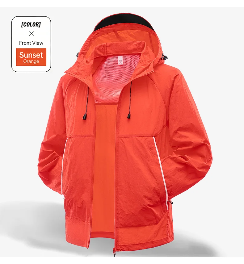 LNGXO Unisex Sun Protection Jackets Summer Waterproof Quick Dry Reflective Coat Camping Hiking Climbing Lightweight Windbreaker