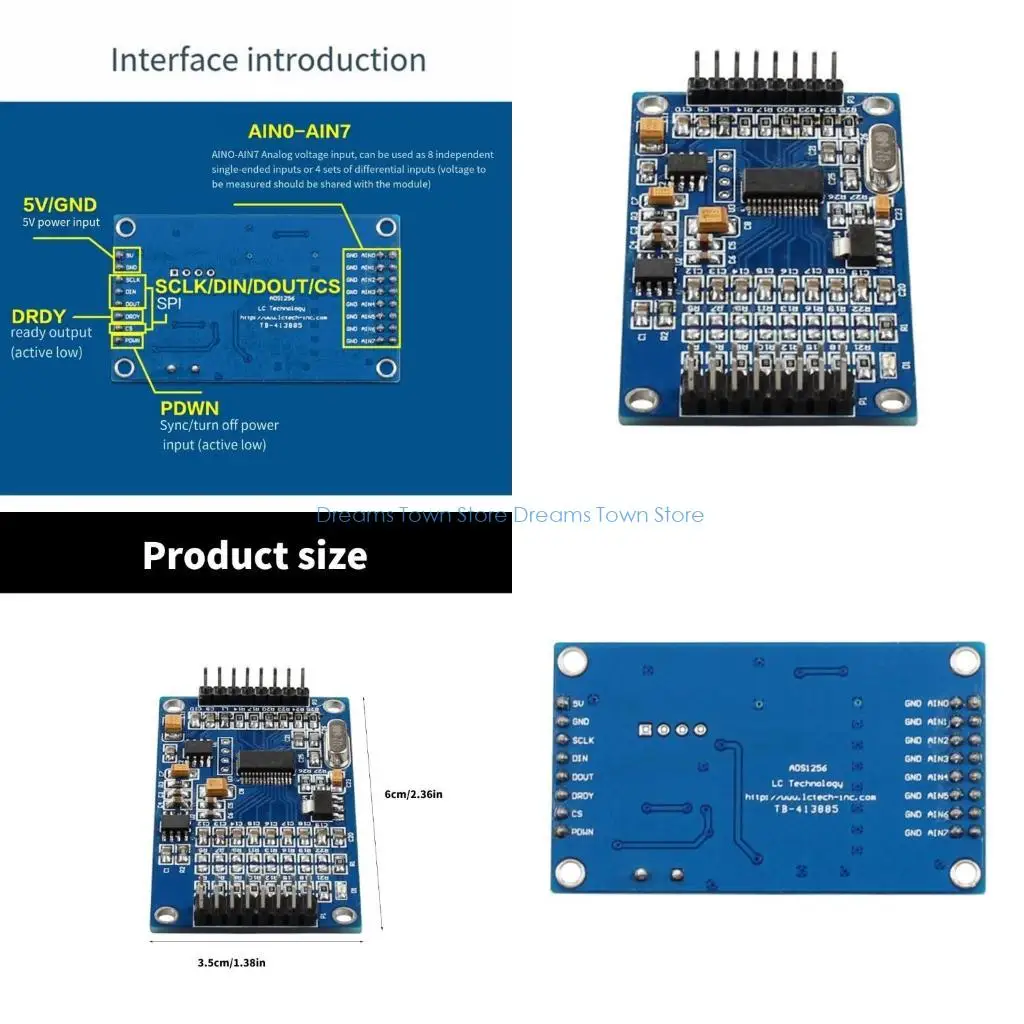 HX6A ADS1256 24Bit 8Channel Module TI ADS1256IDB Chip Precise Data Acquisition