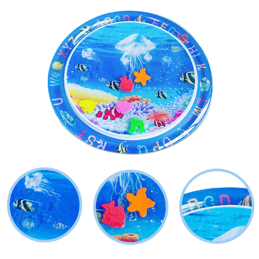 1pc Circular Inflatable PVC Baby Playing Water Mat White Jellyfish Toddler Pad Early Education Activity Toys Cushion Kids Gift