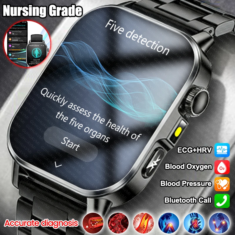 

New Nursing Grade ECG Smart Watch Men Blood Pressure Blood Oxygen Uric Acid Temp Women Health Precise Diagnosis Call Smartwatch