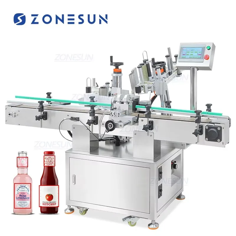 ZS-TB822R Automatic Positioning Wine Beer Round Bottle Neck and Body Labeling Machine