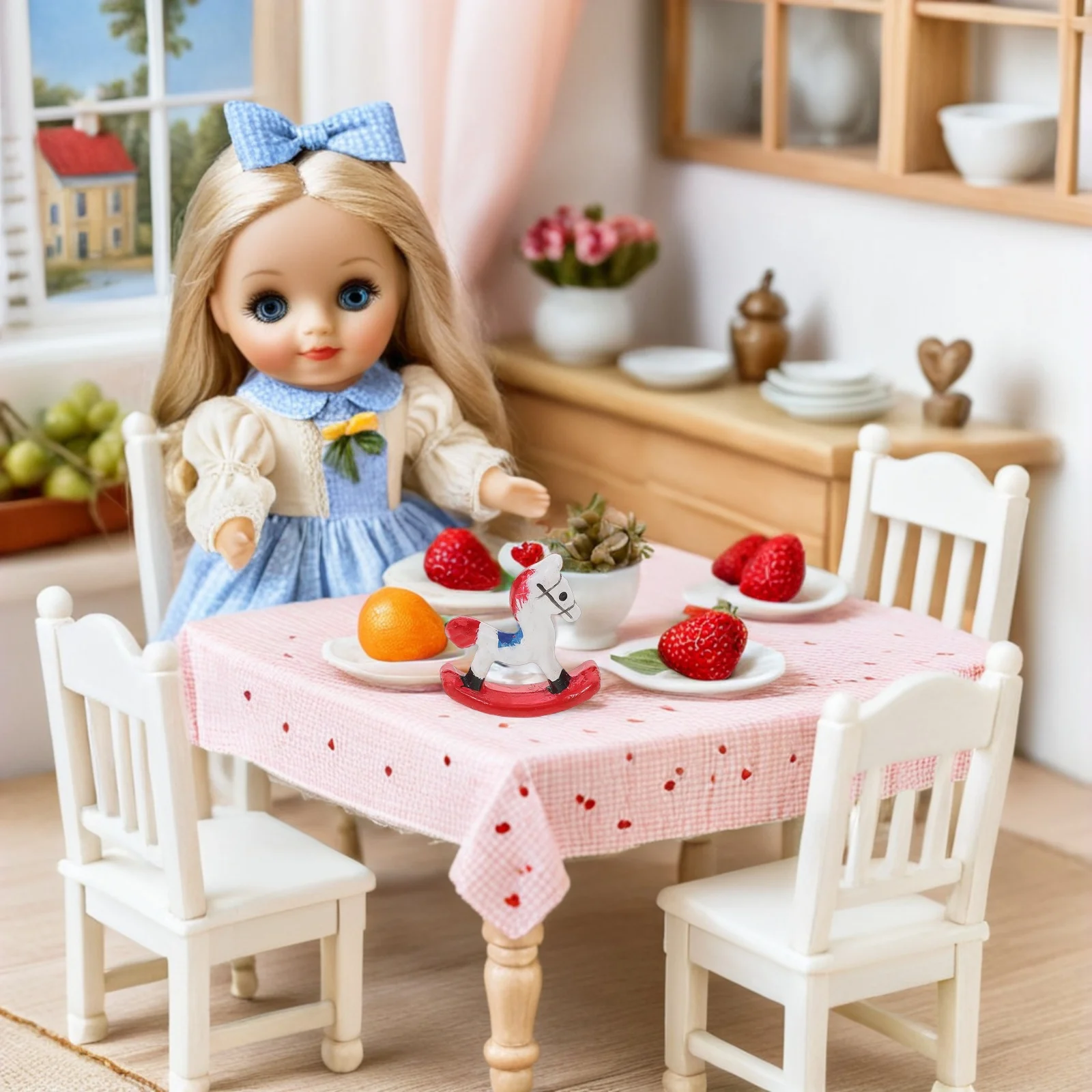 

Miniature Rocking Horse Chair Metal 1:12 Scale for Dollhouse Nursery Room Decor Mini Chair Furniture Decoration