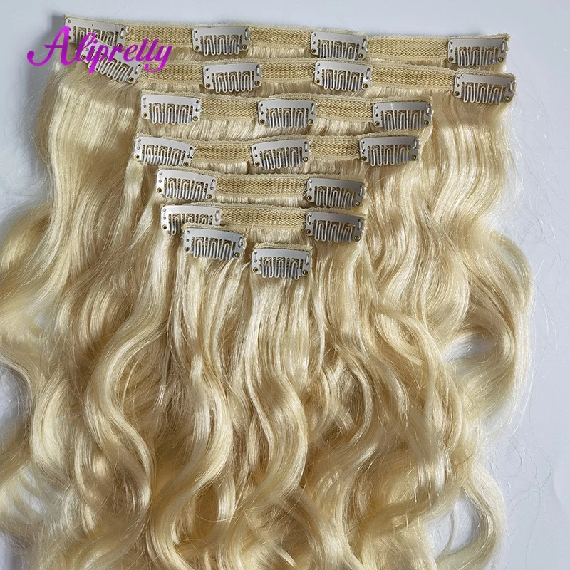 Alipretty 613 Color Human Hair Clip In Extensions Body Wave Blonde Hair For Black Women Natural Wavy Brazilian Hair Weaving