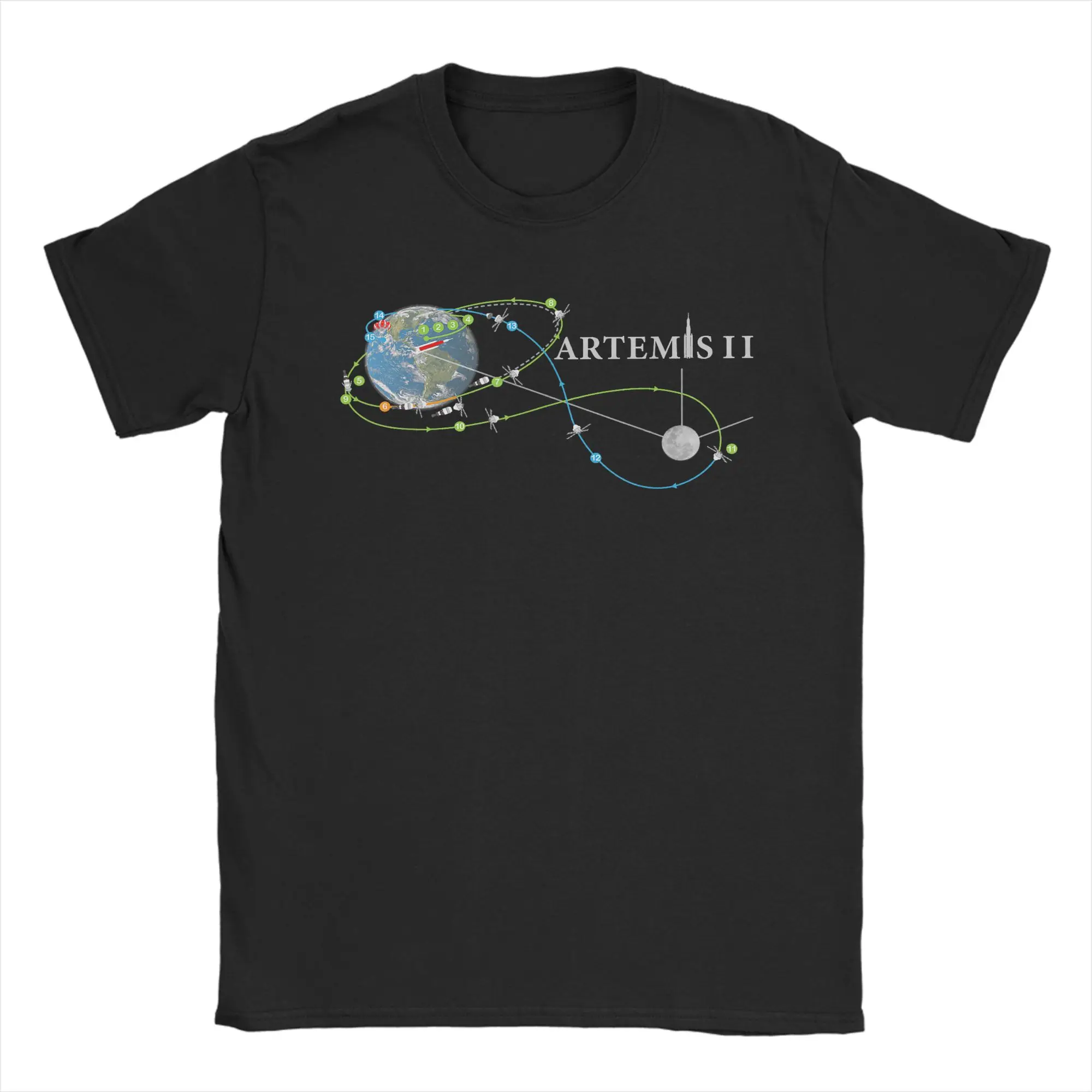 Men T-Shirt Artemis 2 Route Map SLS Rocket Launch Mission To The Moon T-Shirts Harajuku Summer Tee Shirt Vintage Cotton Tops
