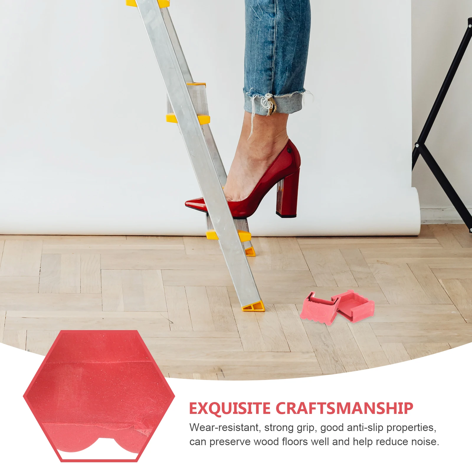 

4pcs Rubber Antiskid Covers Ladder Feet Protectors Replacement Mats Non-Slip Floor Protection Durable Ladder Accessories