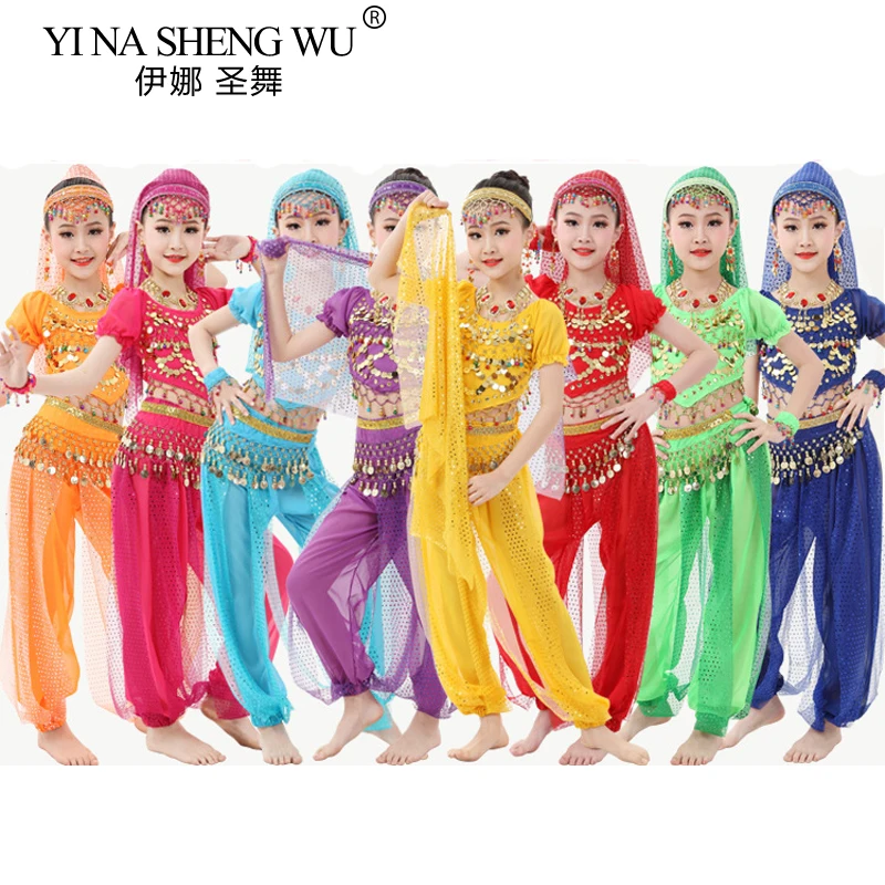 Kids Belly Dance Costumes Set Oriental Dance Girls Belly Dancing India Belly Dance Clothes Bellydance Child Kids Indian 8 Colors