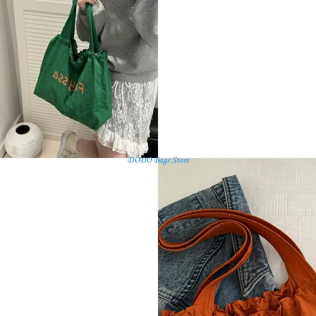 

E8FB Стильная корейская нейлоновая мешка для плеча большой емкости существенная сумка для покупок