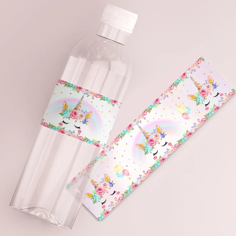 10pcs Unicorn Style Bottle Labels Stickers Pink Unicorn Theme Sticker for Girls Birthday Babyshower Wedding Party Decor Supplies