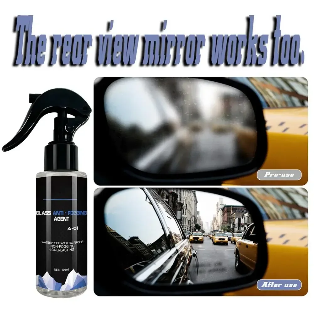 Glass Anti Fog Agent Car Rearview Mirrors Defogger Spray Longlasting Prevents Fogging Clear Vision Interior Windshield Auto Care