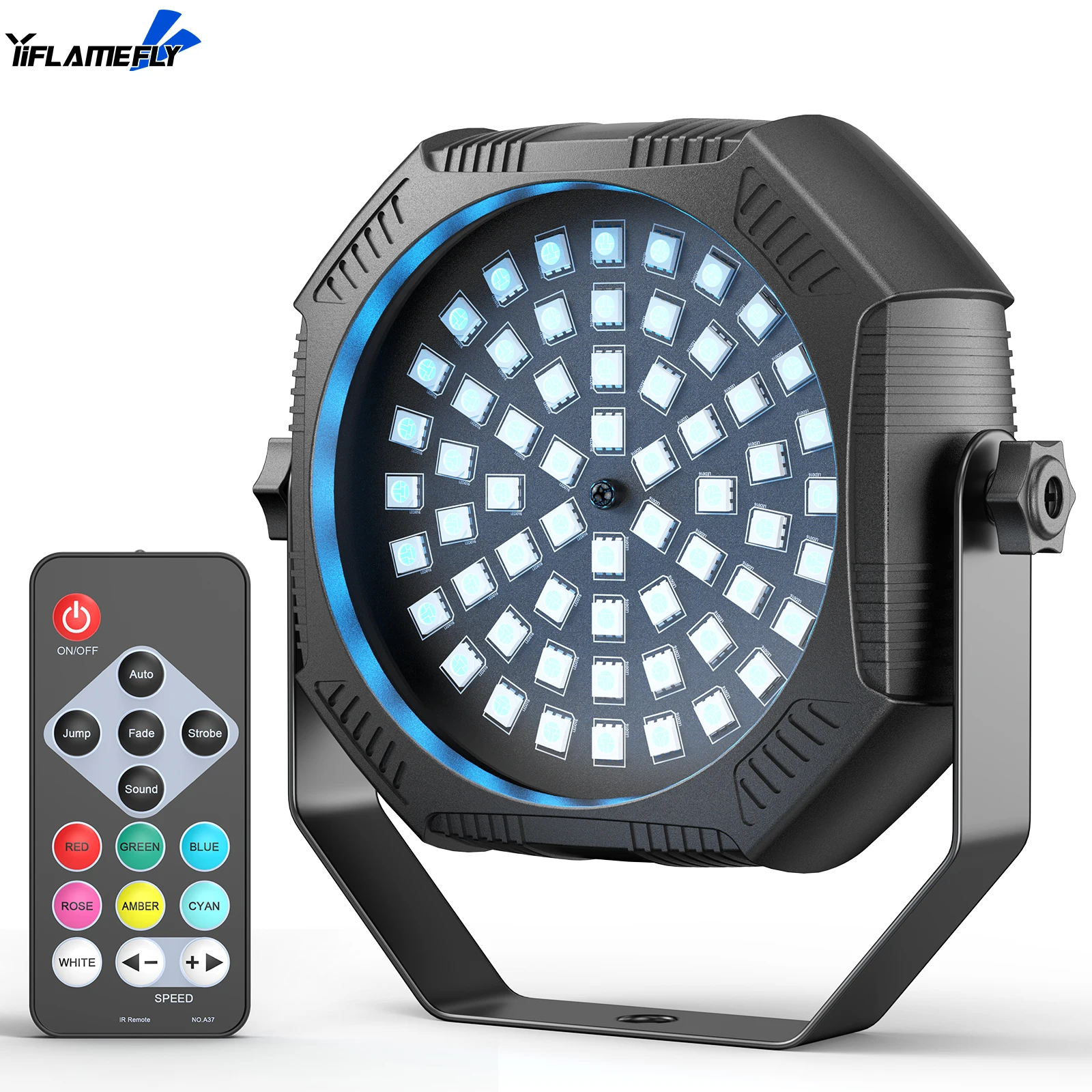 

Yiflamefly Mini 60-светодиодный RGBW 4-в-1 Par Light 1-25 Гц вспышка звуковая активация автоматический пульт дистанционного управления для концертов и этапов производительности