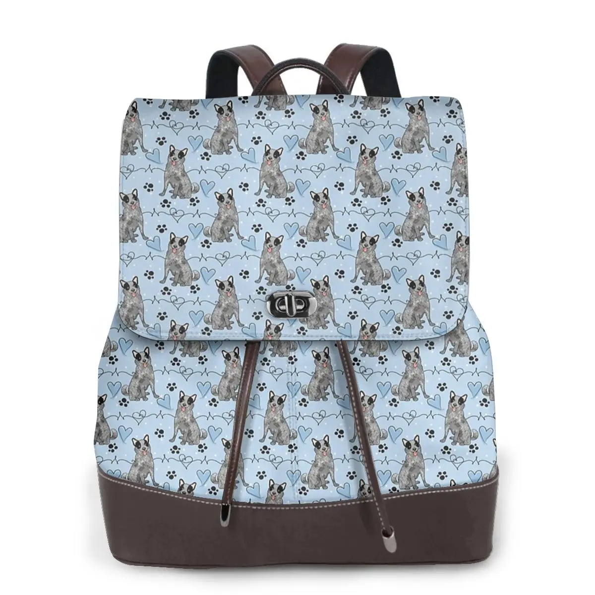 LOVE Blue Heeler Australian Cattle Dog Bookbag School Student Bags Hiking Travel Daypack for Women Fashion Derma Backpack