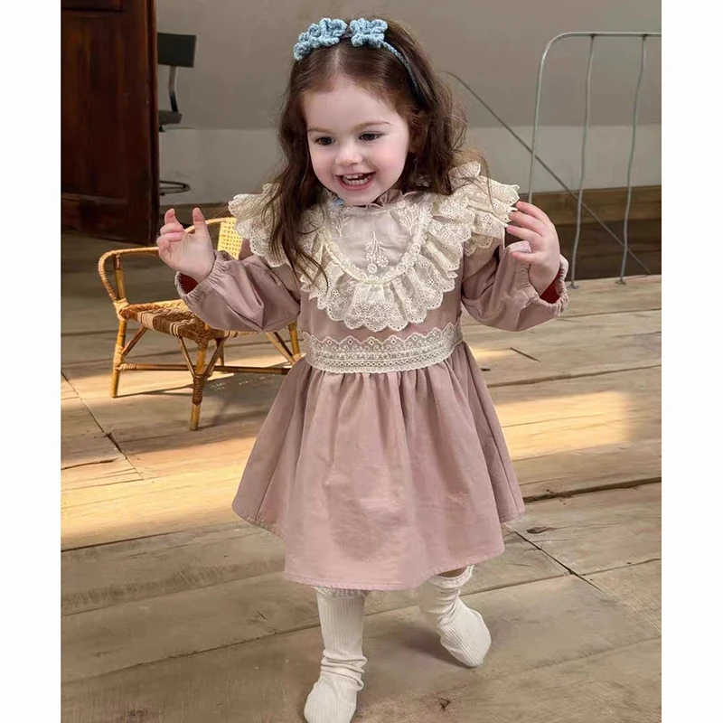 0-6Yrs Schwester Passendes Outfit Baumwolle Baby Mädchen Kleidung Blütenblatt Kragen Rosa Prinzessin Mädchen Kleid Baby Strampler Mädchen Prinzessin Kleider