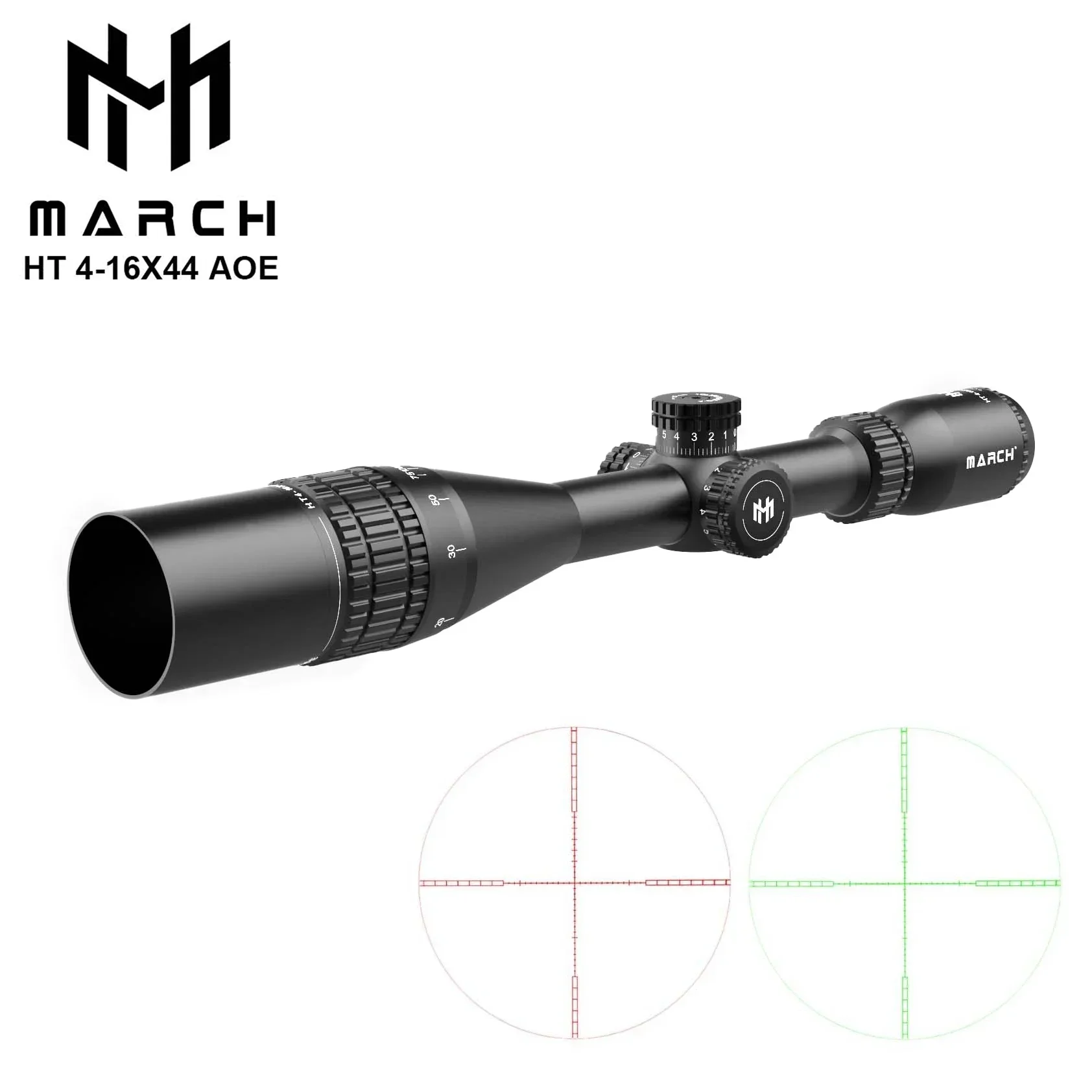 MARCH HT 4-16X44AOE Riflescopes Tactical Optical Sight Reticle RGB Illuminated Rifle Scope Hunting With Light Red Green