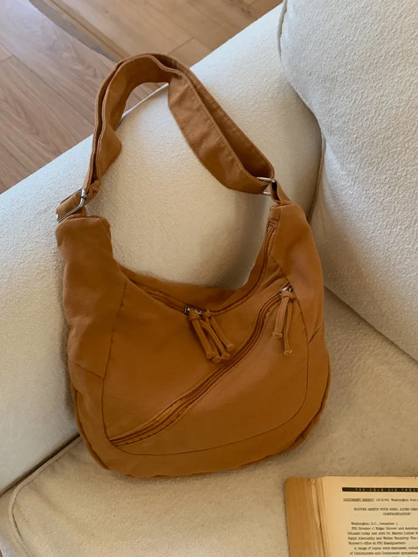 

Casual Canvas Dumpling Bag Large Capaci Commuter Slouchy Crossbody Bag Versatile Single oulder Bag for Ladies