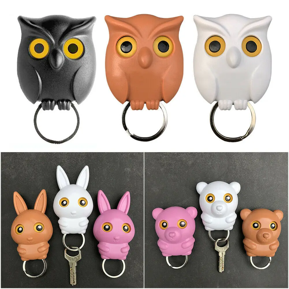 Bird Shape Wall Mount Key Holder Innovative Key Hook Door Hanger Night Owl Magnetic Storage Rack Home Decor Organizer Tools