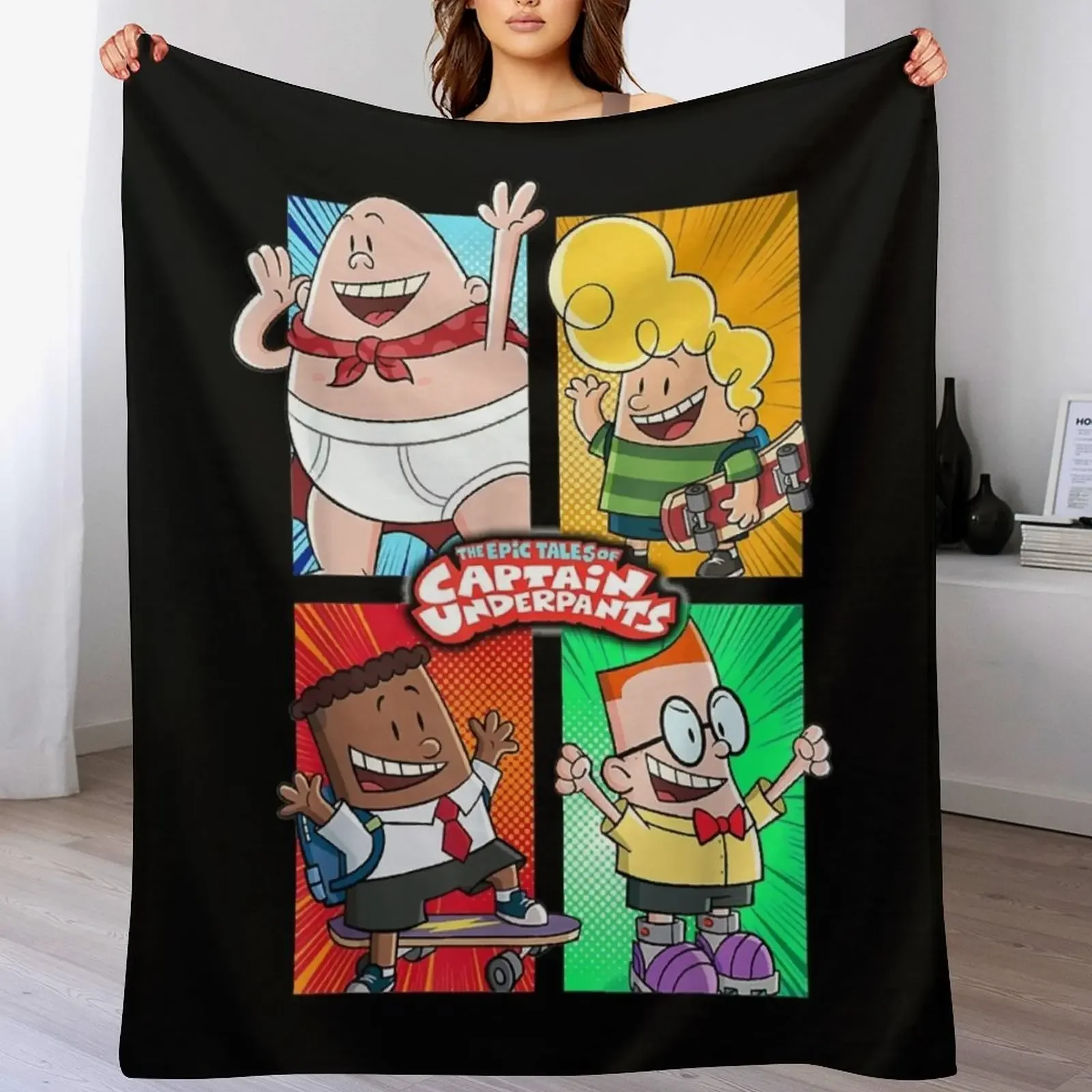 Birthday Gifts Captain Underpants The First Epic Movie 4 Square Friends Throw Blanket Fall harvest decor blanket