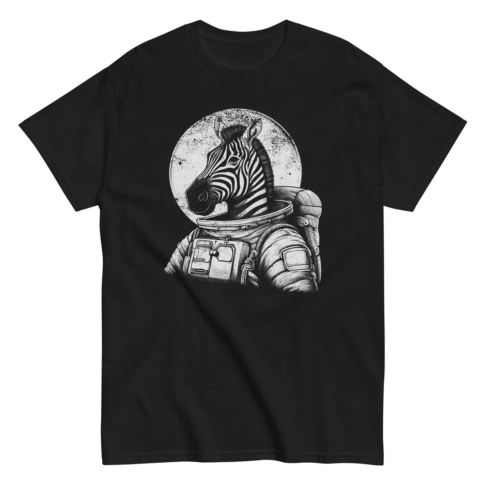 Astronaut Zebra Space Men's Cotton T-Shirt Space Astronaut Funny Animals Tee