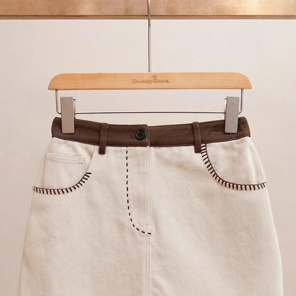 Cintura alta a linha saia feminina retro cor blo design sensação ci ao ar livre sle commute vento saia de casal