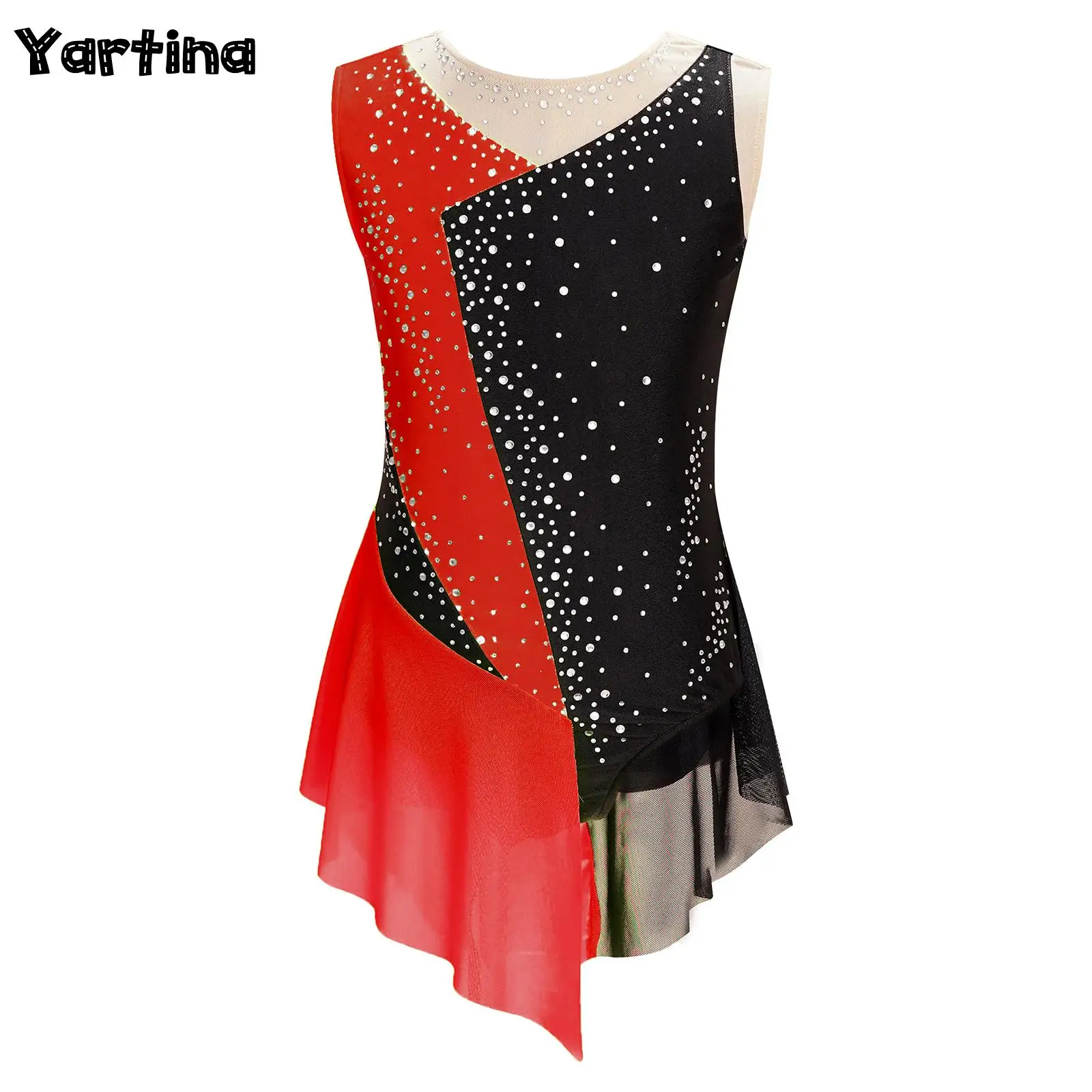 

Kids Girls Sparkly Rhinestone Ballet Jersey Leotard Swimsuit Tight Fitting Bodysuit Gymnastics Figure Skating Dance Costume