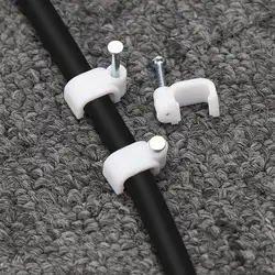 100pcs Square White Cable Clips 4mm-14mm with Fixing Steel Nails Multipurpose Wire Mounting Fixing Clamp Hardware