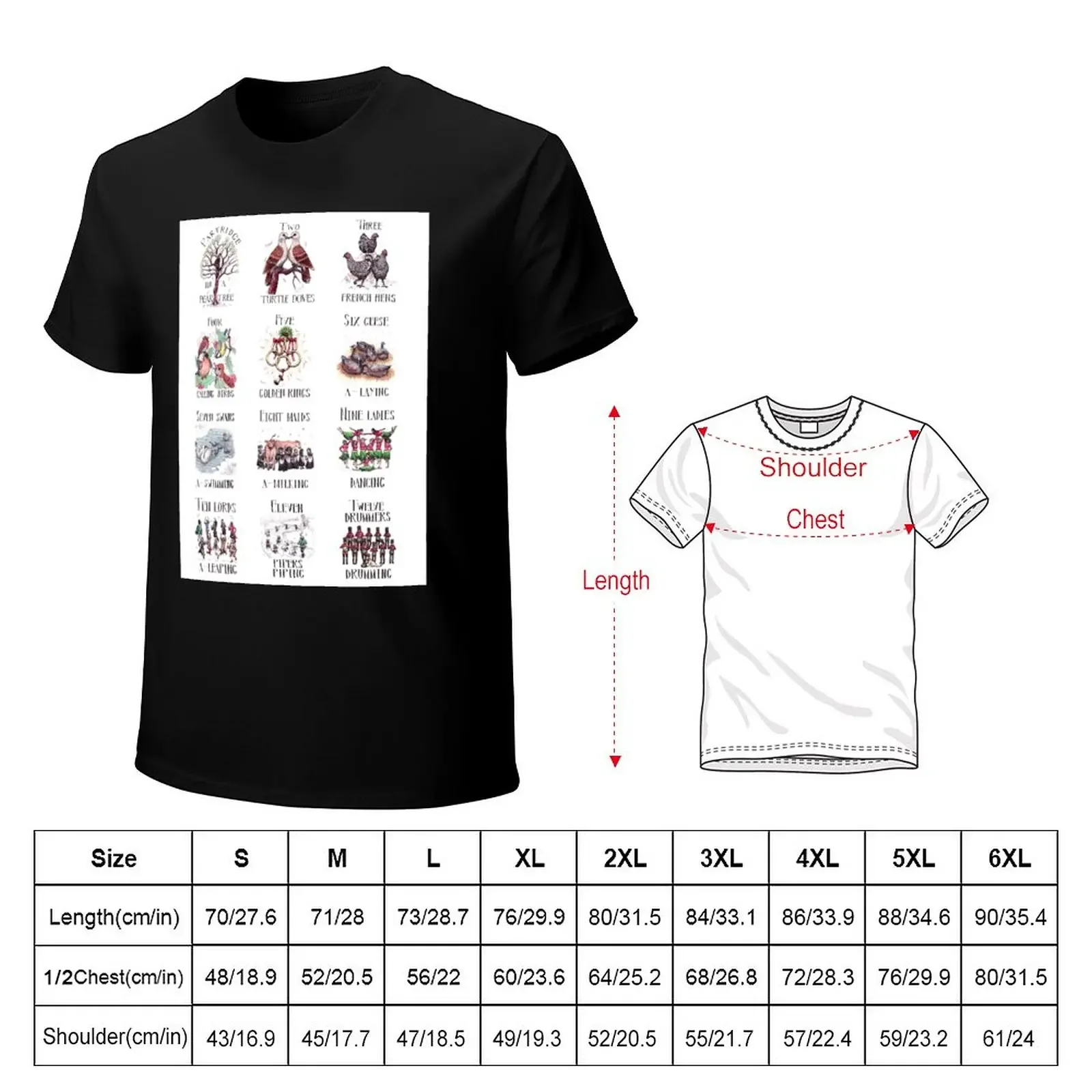 The 12 Days of Christmas T-Shirt boys animal print korean fashion t shirts for men