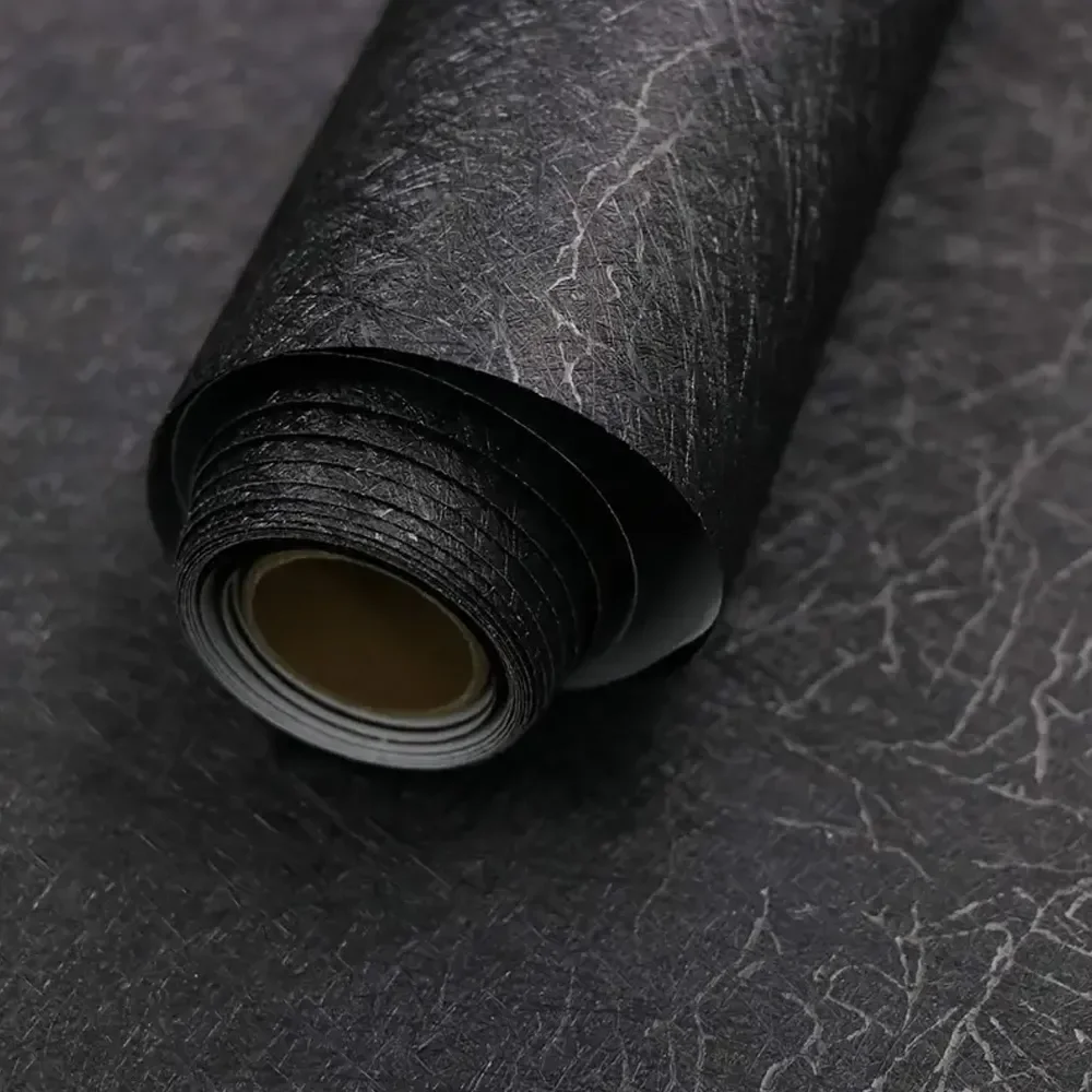 Black Silk Contact Paper, Home Decor, Paper Textured Self-Adhesive Wallpaper For Cabinet Table Chair Room Backdrop Renovation