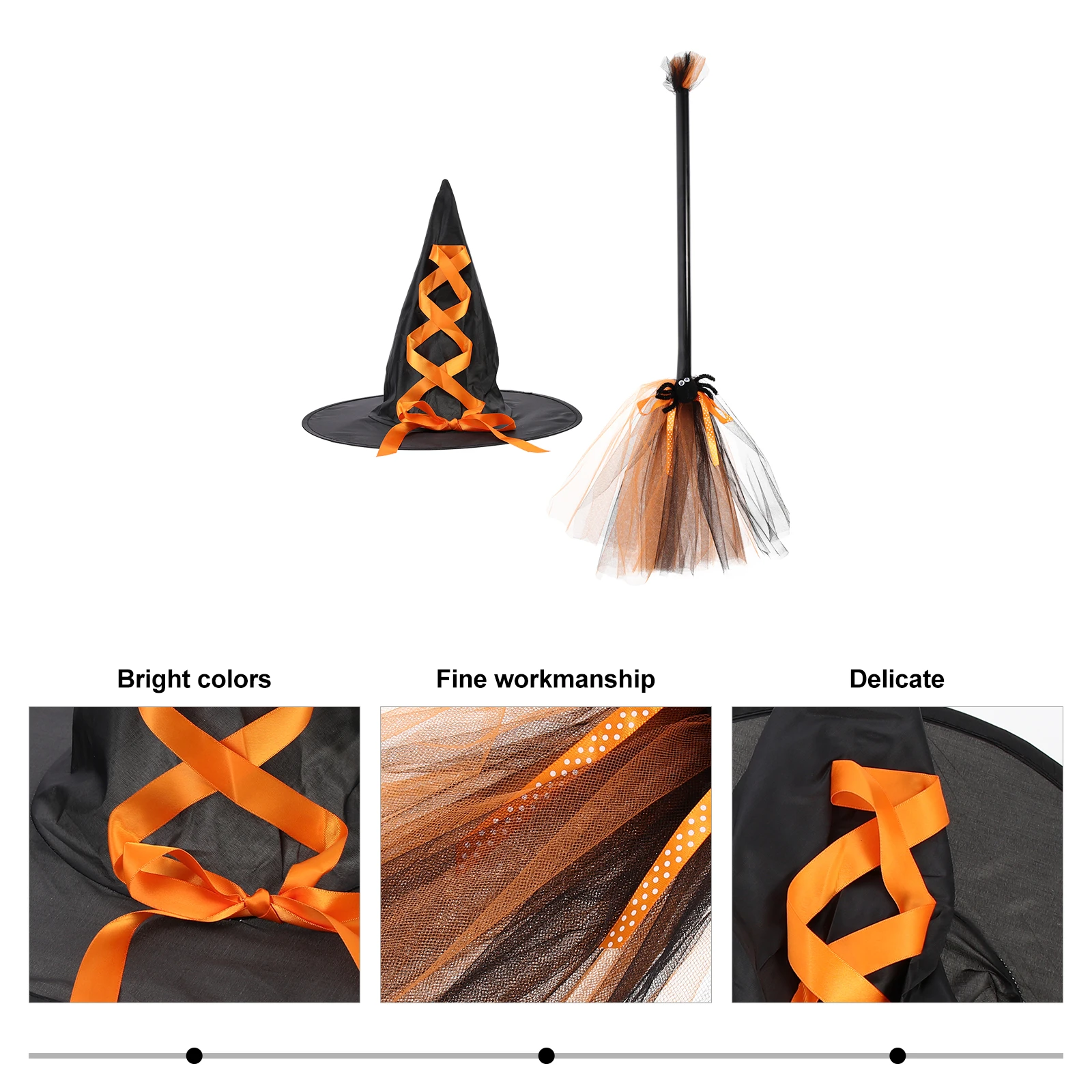 

1 set 1 Set Halloween Witch Hat Broom Costume Accessories Decorative Party Props For Cosplay Masquerade Photo Wizard Caps