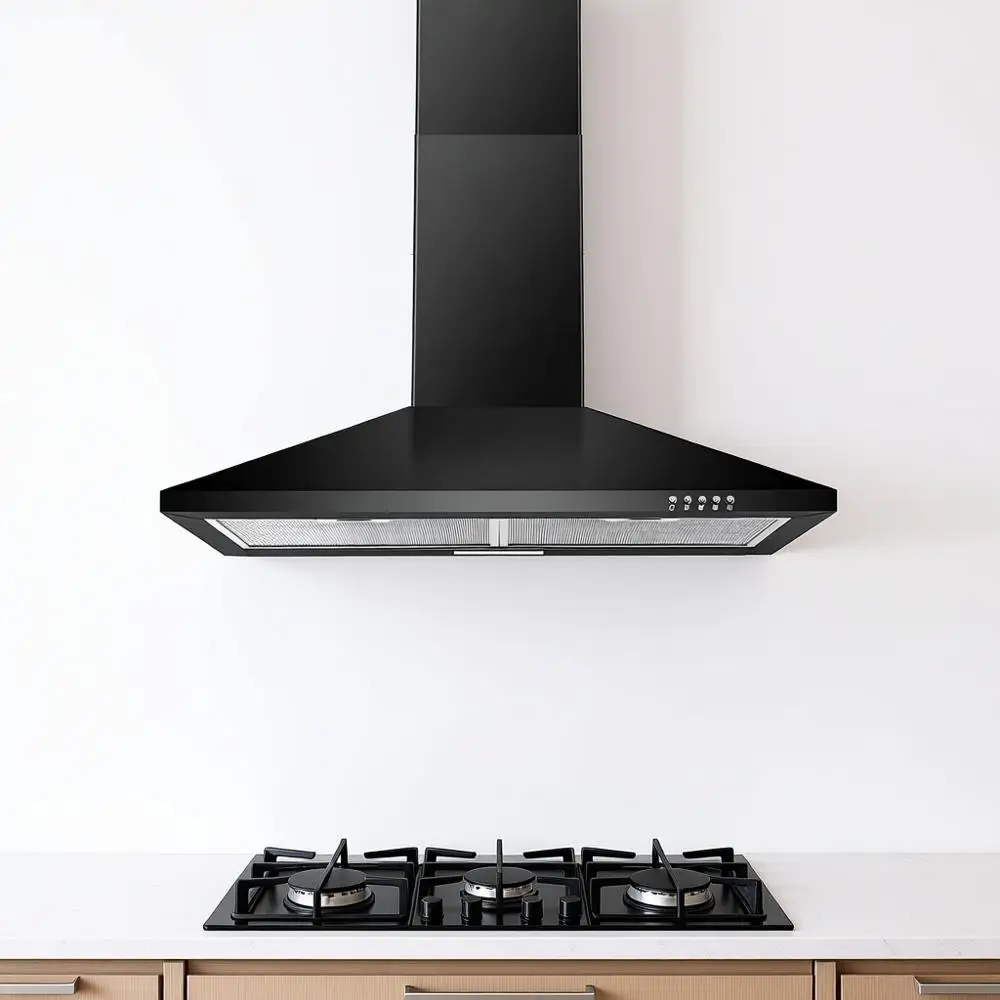 

30-дюймовая вытяжка для кухни из нержавеющей стали с опцией с воздуховодом/без воздуховода, 3-скоростной вытяжной вентилятор, LED-подсветка, кнопочное управление