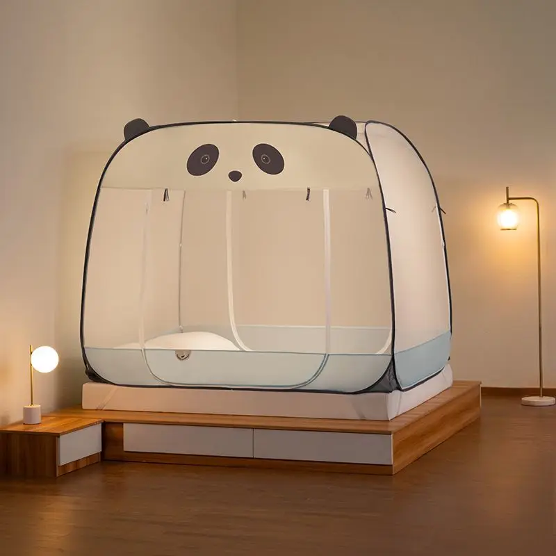 

Cute Panda Printing Pattern Yurt Mosquito Net Summer Home Breathable Mosquito Net Large Space Bedroom Double Bed Mosquito Net