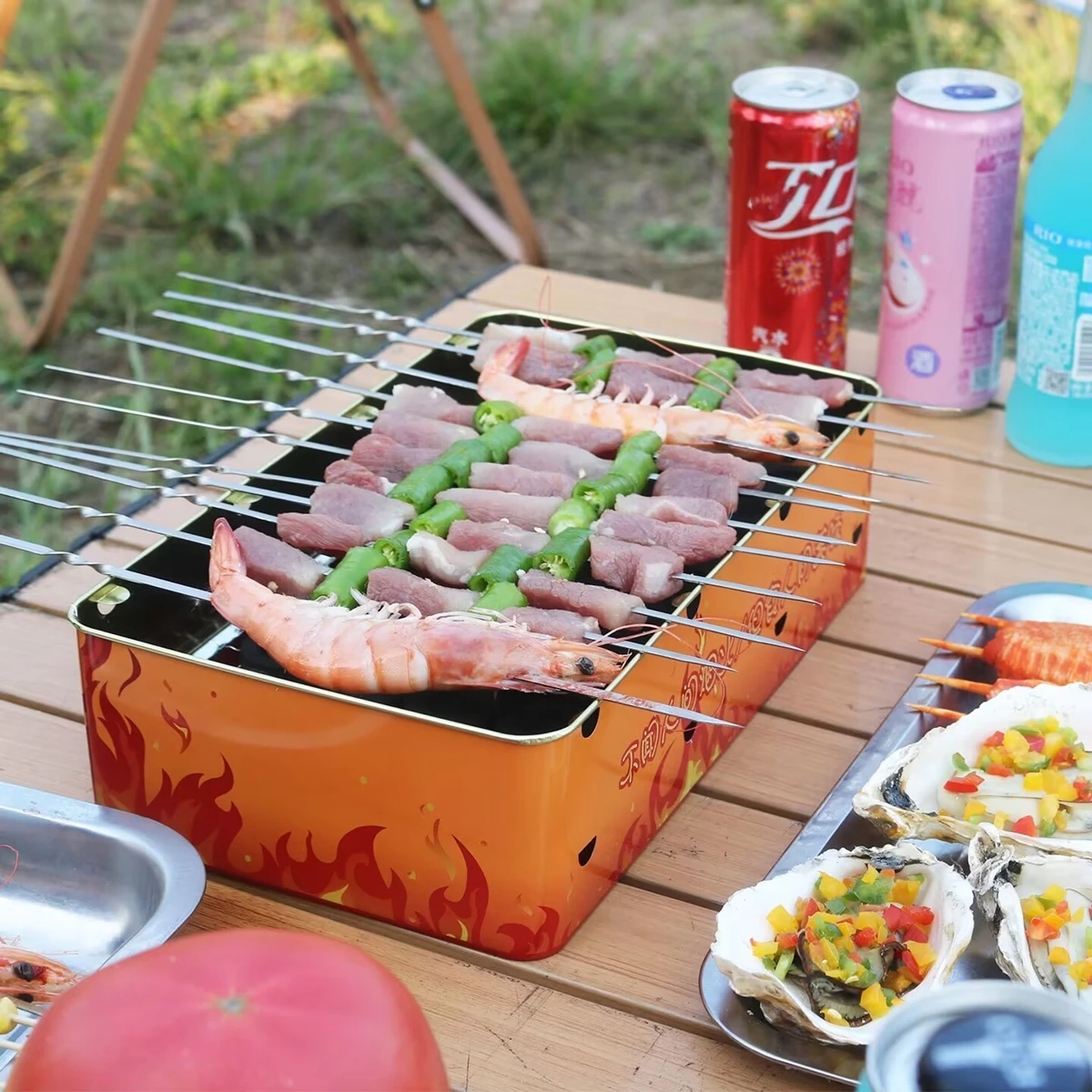 

Barbecue Grill Outdoor Disposable Barbecue Grill Steel Portable Portable Charcoal Oven, Camping, Picnic and Beach Barbecue Tool
