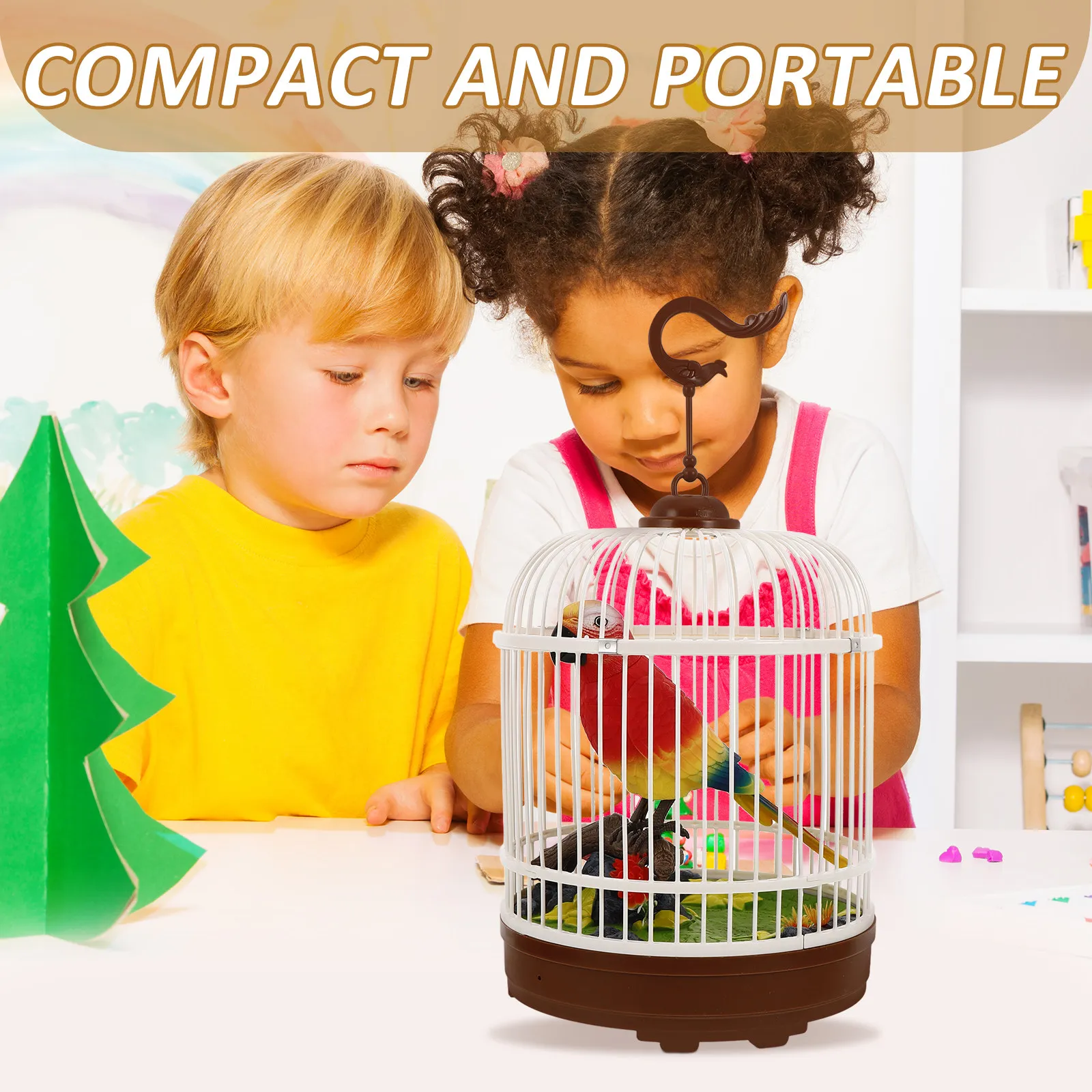 uccello-elettrico-in-gabbia-giocattolo-educativo-per-bambini-rosso-con-mangiatoie-da-appendere-all'esterno-finto