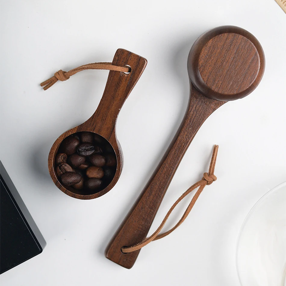 Coffee Bean Spoon Walnut Wood Espresso Coffee Measuring Scoop Wooden Dosing Spoon Beans Tea Sugar Coffee Accessories