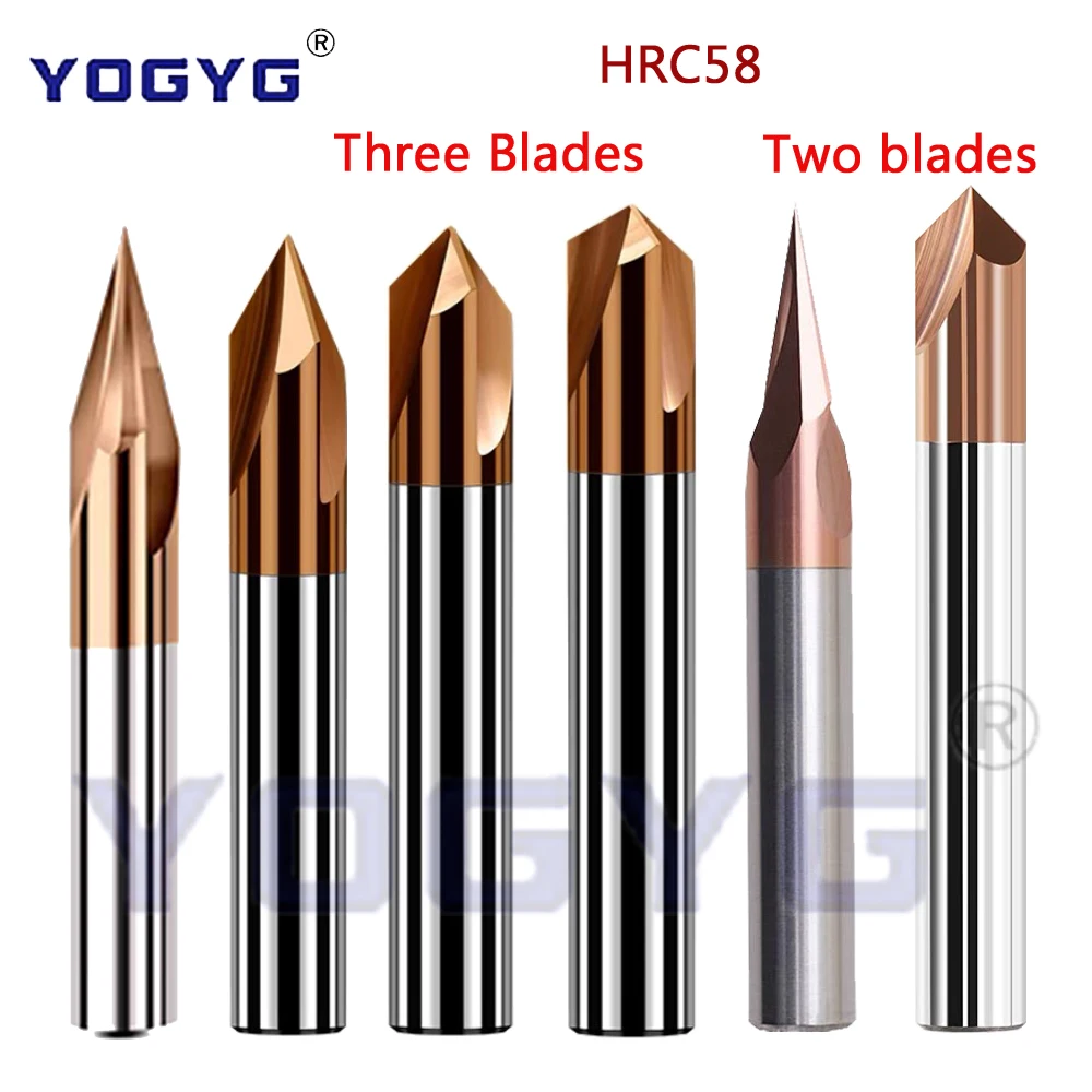 

HRC58 Chamfer Milling Cutter30/40/45/50/60/70/80/90-150 Degrees 2-3 Flute CNC Engraving Milling Tool Carbide Chamfering End Mill