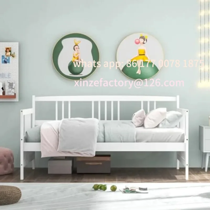 منصة سرير نهارية قابلة للتخصيص بدون صندوق زنبركي مزدوج الاستخدام للضيوف بإطار سرير نهاري مزدوج مع قضبان دعم شرائح خشبية